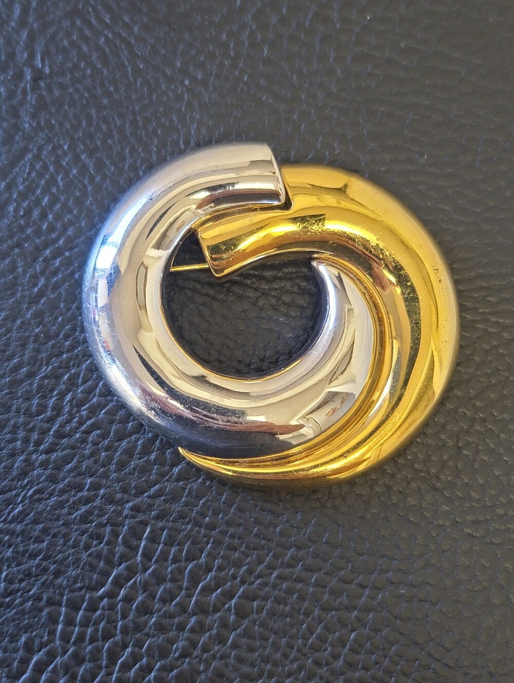 Vintage Chunky Two-Tone Gold and Silver  Brooch
